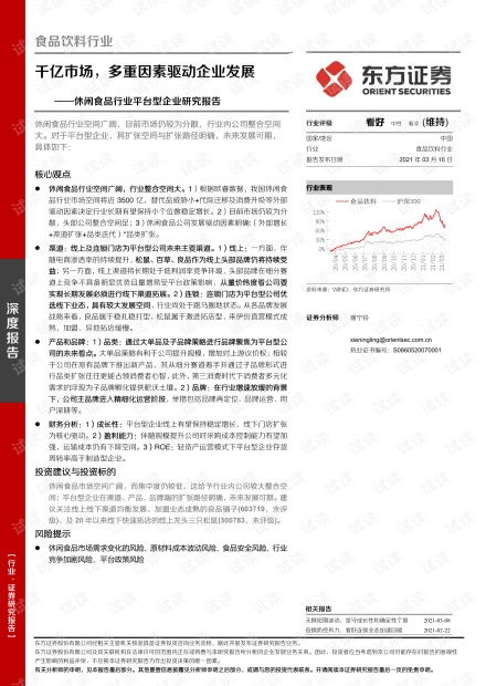 休閑食品行業平臺型企業研究報告 千億市場,多重因素驅動發展.pdf資源 csdn文庫